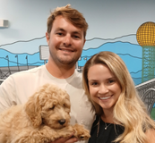 Adams Farm forever family with their puppy
